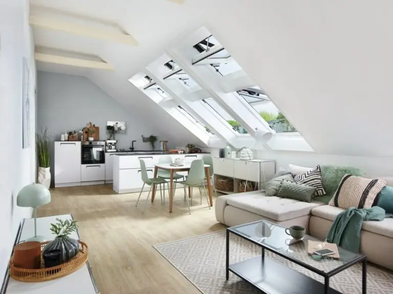 salon tendance avec fenetres de toit
